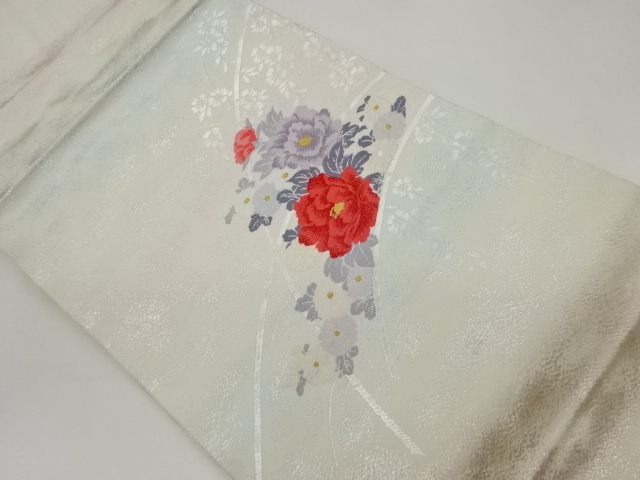 草花模様織出し名古屋帯